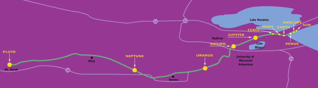 Map of the Planet Trek route from Madison to Mount Horeb