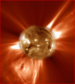 Scientific photo of a solar storm